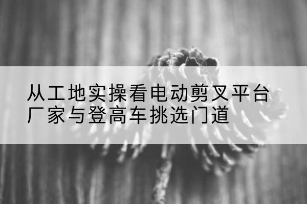 轮台电动剪叉升降平台厂家-从工地实操看电动剪叉平台厂家与登高车挑选门道